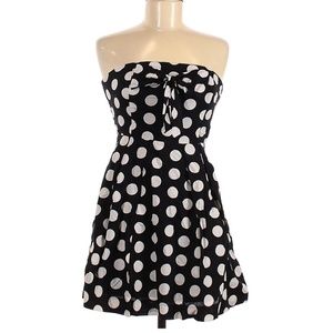 Polka Dot black and white baby doll strapless dress